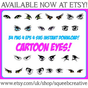 Cartoon Eyes Clip Art PNG Cartoon Illustration Squeeb Creative