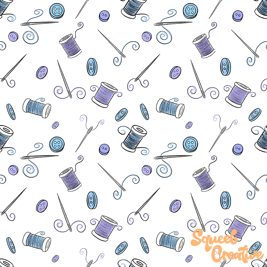 Sewing Crafting Illustration Repeating Pattern Squeeb Creative