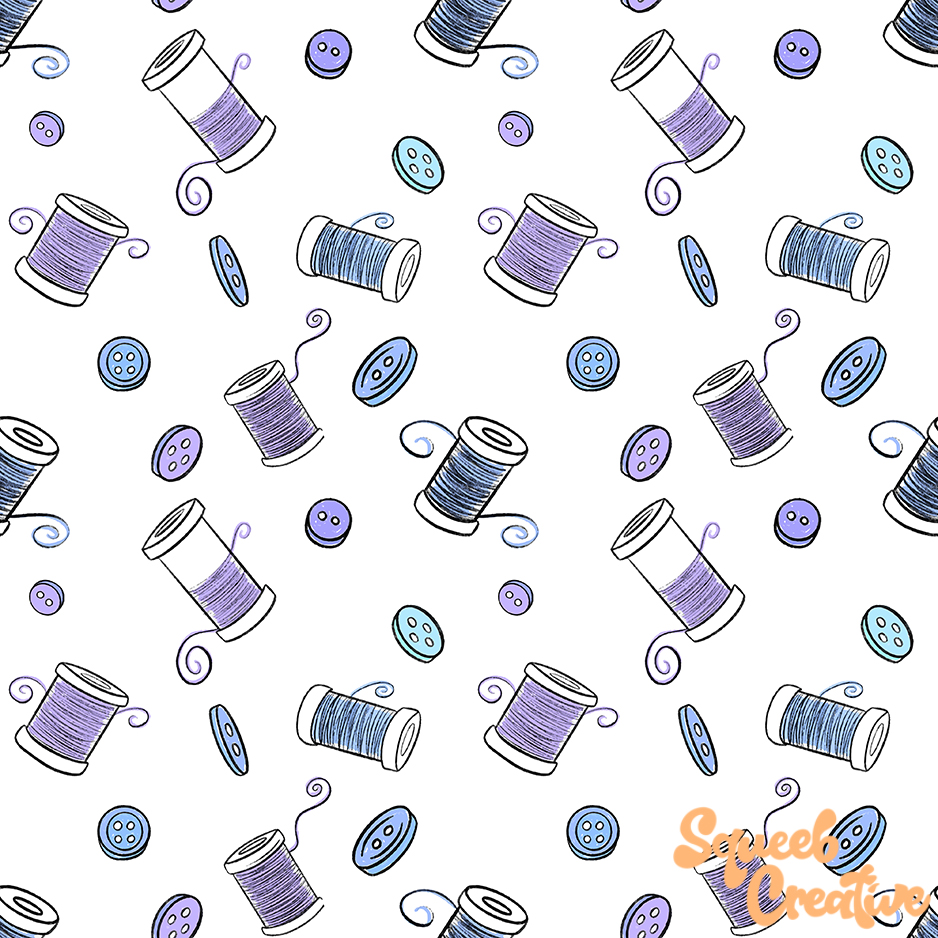 Sewing Crafting Illustration Repeating Pattern Squeeb Creative
