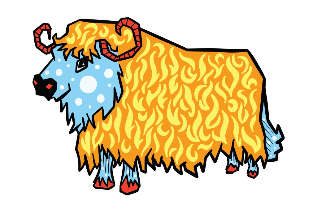 Retro Abstract Highland Cow Cartoon Illustration Squeeb Creative