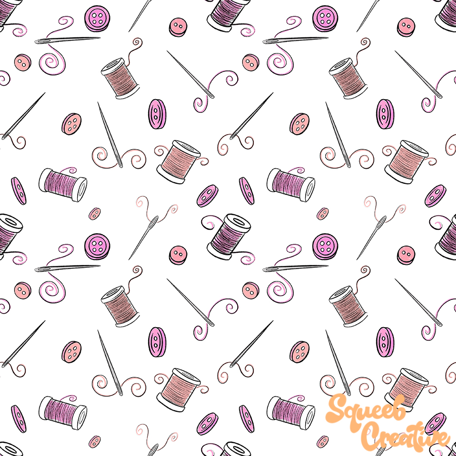 Sewing Crafting Illustration Repeating Pattern Squeeb Creative