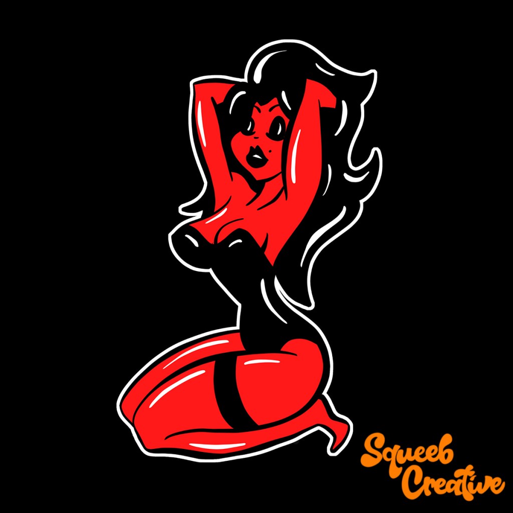Sexy Devil Woman Doodle Art Cartoon by Squeeb Creative