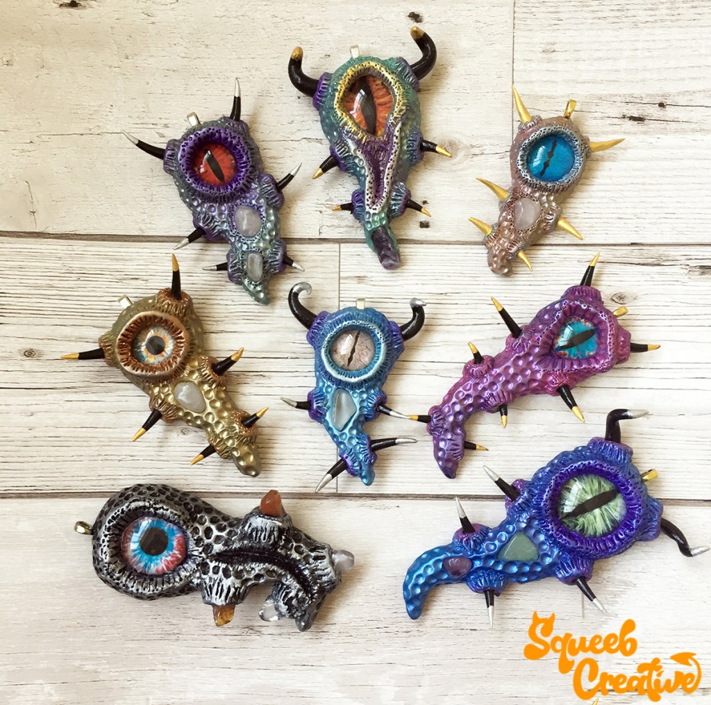 Alien Eyeball Kids Gothic Steampunk Cosclay Alien Tentacle Pendant Necklace OOAK Squeeb Creative 