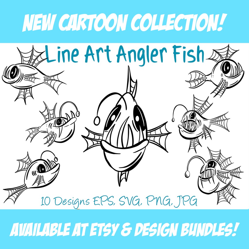 Deep Sea Anglerfish Cartoon Collection by Squeeb Creative