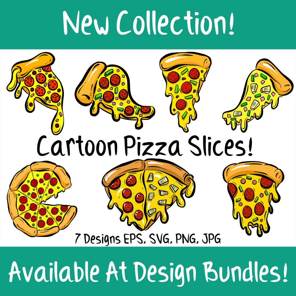 Cartoon Pizza Slice SVG Illustration Collection by Squeeb Creative