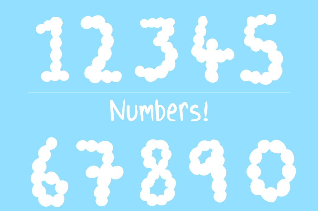 Alphabet letters and numbers fluffy cloud SVG set Squeeb Creative 
