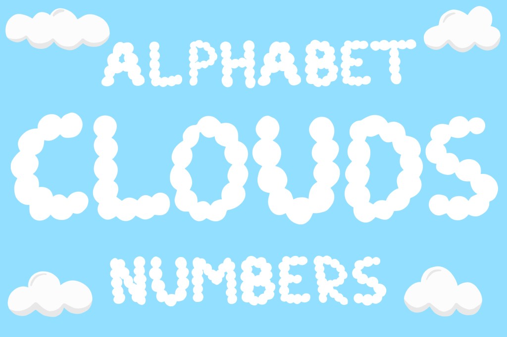 Alphabet letters and numbers fluffy cloud SVG set Squeeb Creative 