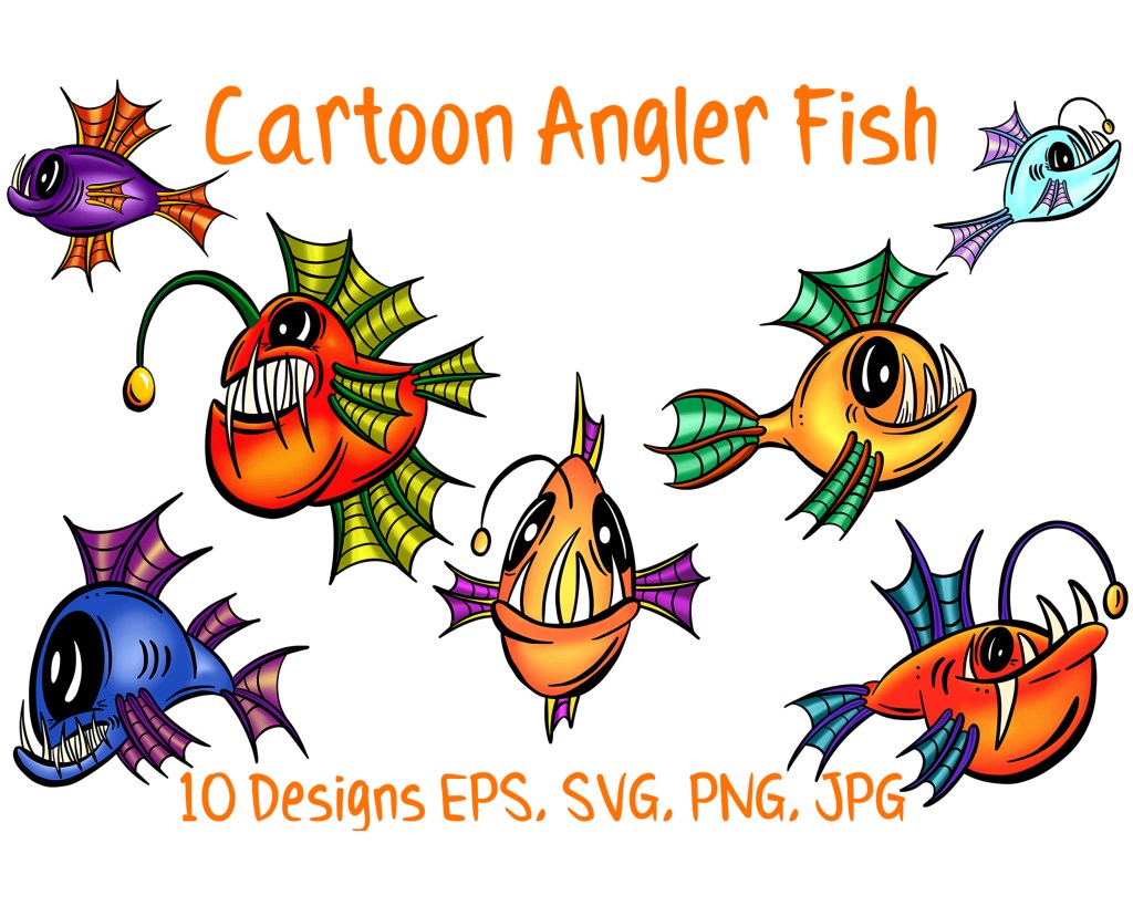 Deep Sea Anglerfish Cartoon Collection by Squeeb Creative