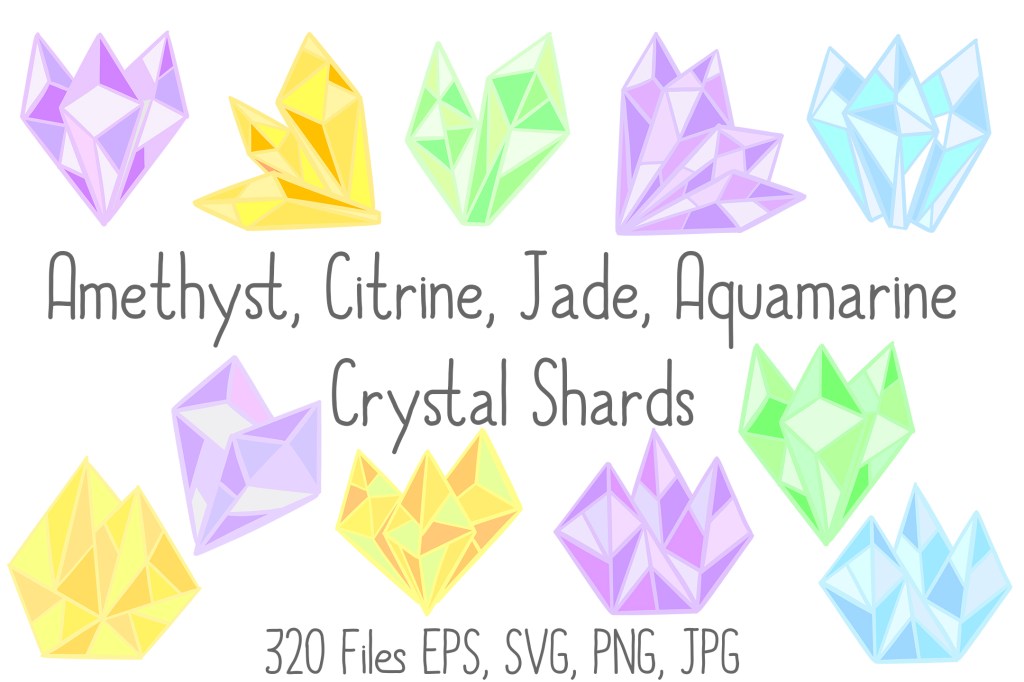 Crystal Shard Amethyst Jade Citrine Instant Download Illustrations by Squeeb Creative 