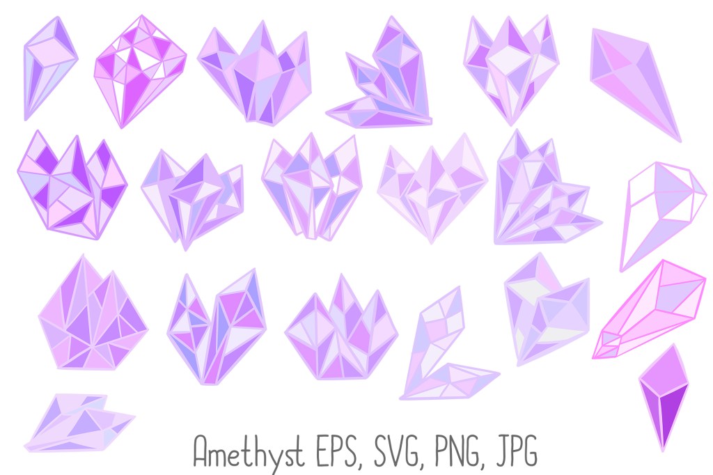 Crystal Shard Amethyst Jade Citrine Instant Download Illustrations by Squeeb Creative 