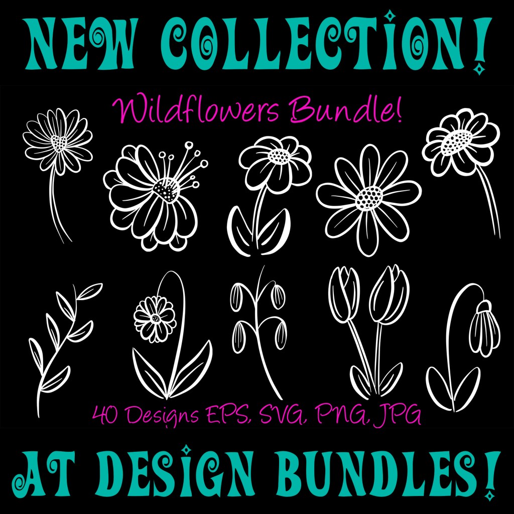 Floral Wildflower Cartoon Illustration Collection by Squeeb Creative
