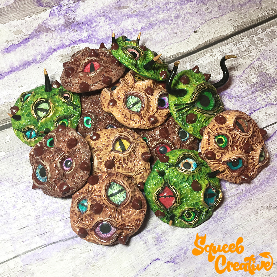 Alien Eyeball Halloween Cuppermans Cookie Biscuits OOAK Ceramic Sculpture by Squeeb Creative