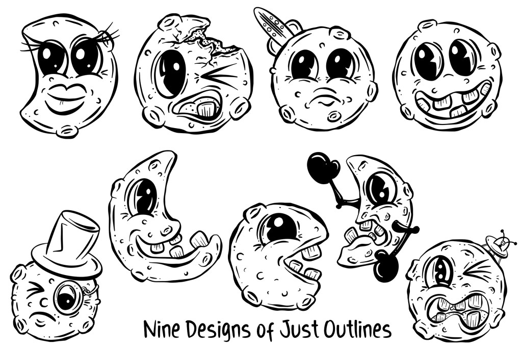 Cartoon Collection of moons Lunar Illustration Squeeb Creative