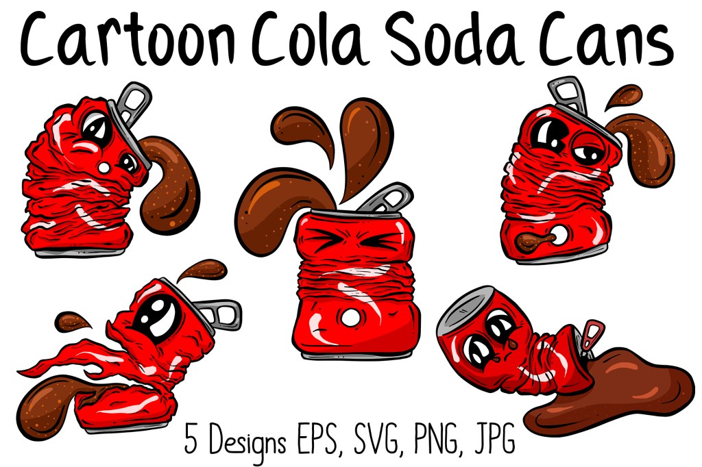 Funny Coca-Cola Can Cartoon Illustration by Squeeb Creative