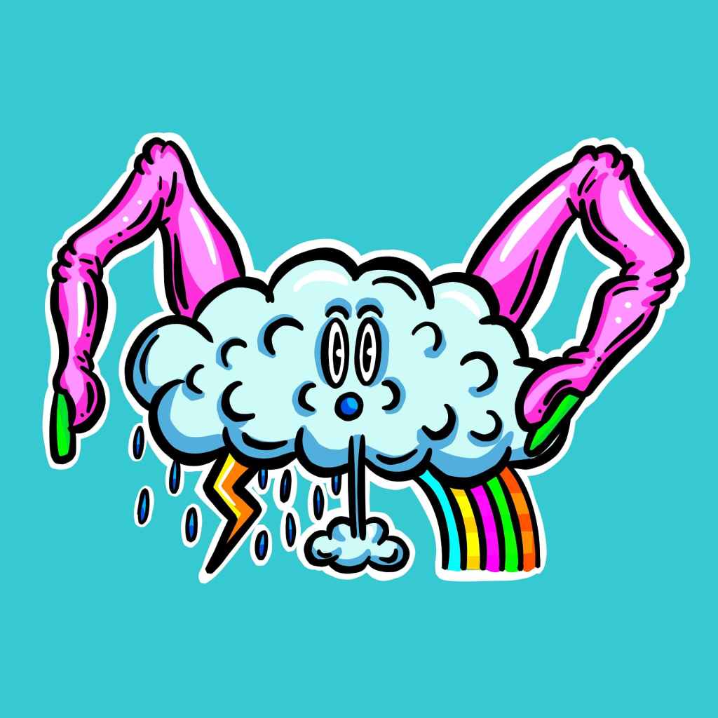 Cartoon rainbow cloud weather doodle squeeb Creative