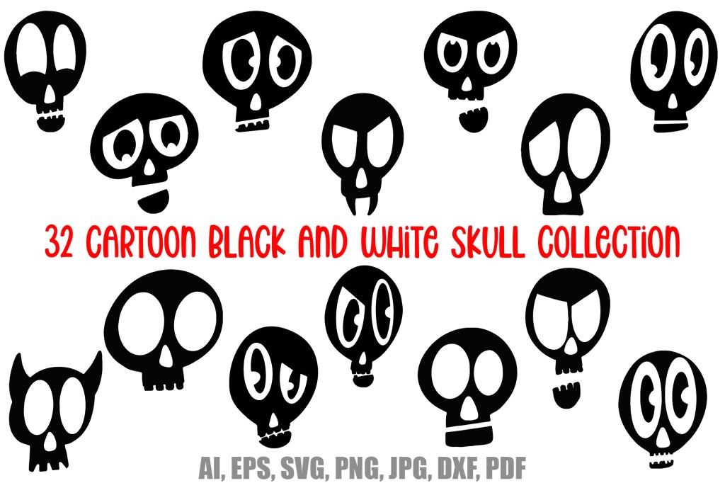 Cartoon Skull Illustration Doodles Halloween Collection by Squeeb Creative