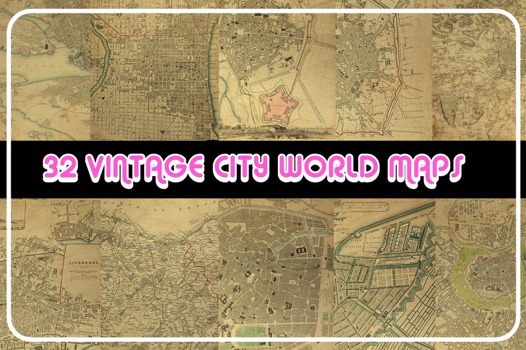 Antique vintage world maps illustration collection for download by Squeeb Creative