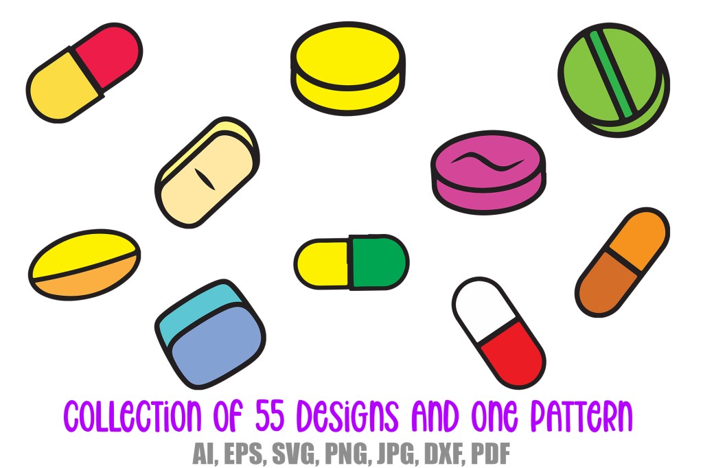 Drugs and Pills Cartoon Logo Icon Download Collection by Squeeb Creative