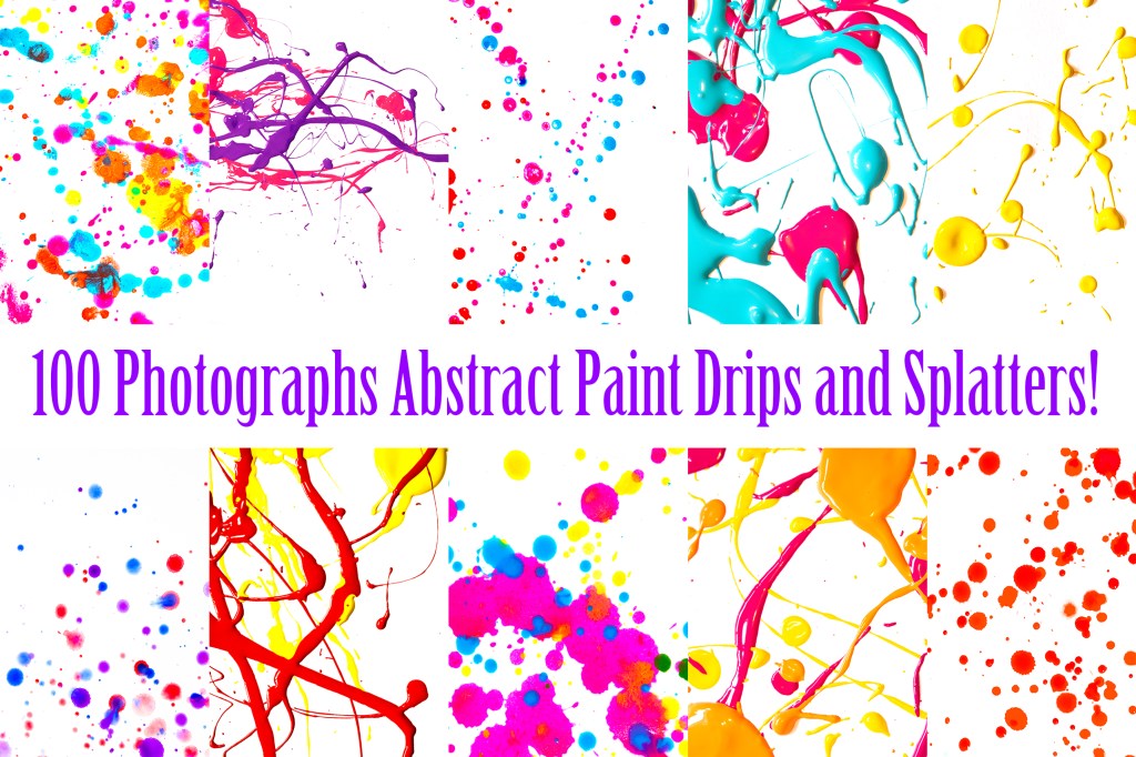Paint splatters and drips vibrant bright background collection for download by Squeeb Creative