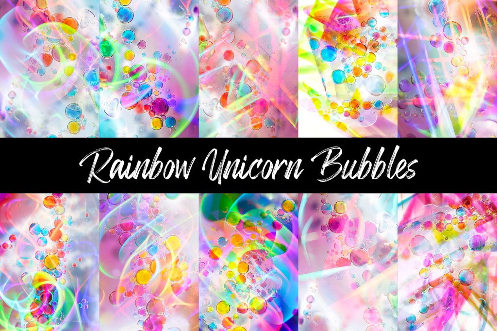 Rainbow Unicorn Bubbles Backgrounds Photography Download by Squeeb Creative