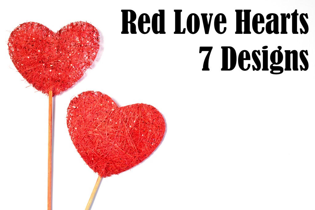 Fabric red love hearts on sticks on white background photography download by Squeeb Creative