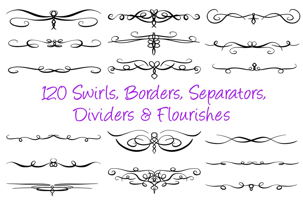 Swirl Borders Separator Dividers Flourishes Download Collection 120 by Squeeb Creative