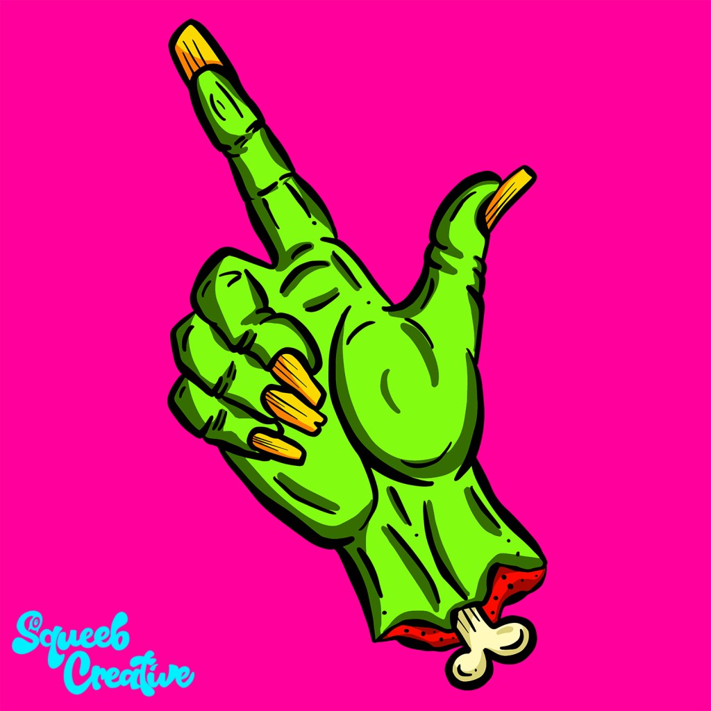 Undead Walking Dead Severed Hand Cartoon Zombie Hello by Squeeb Creative