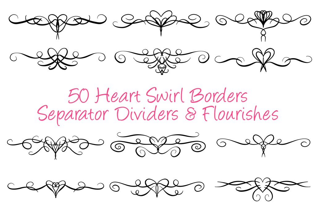 50 Heart Lines Dividers Borders Flourishes Design Bundles Squeeb Creative