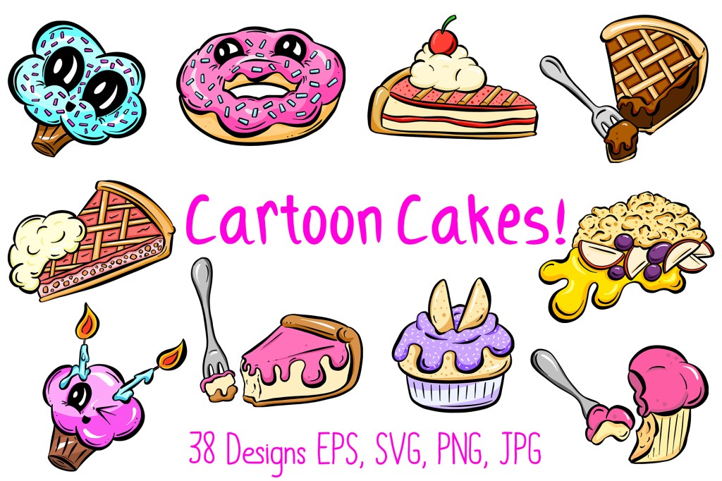 Cake crumble cupcakes pies Illustration Cartoon Logo Design Download by Squeeb Creative