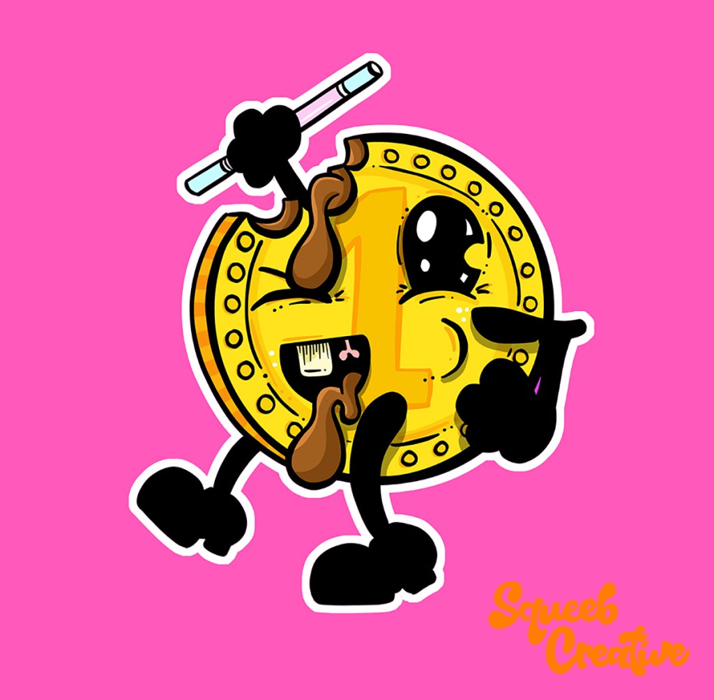 Benny the Festive Chocolate Penny Cartoon Illustration by Squeeb Creative