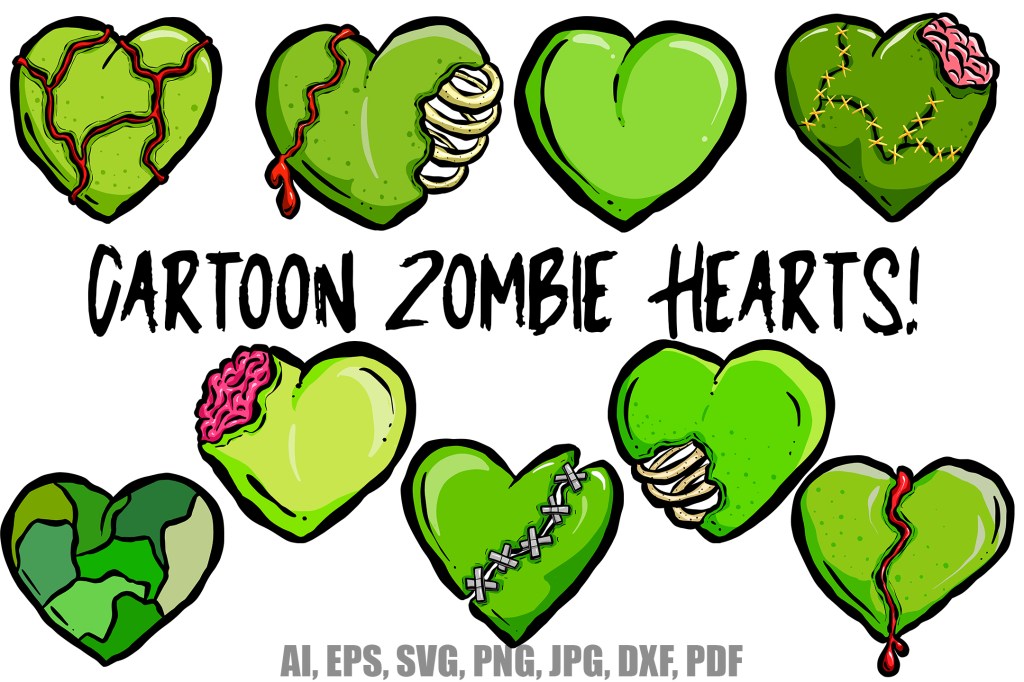 The Undead Zombie Hearts Cartoon Logo Collection green by squeeb creative