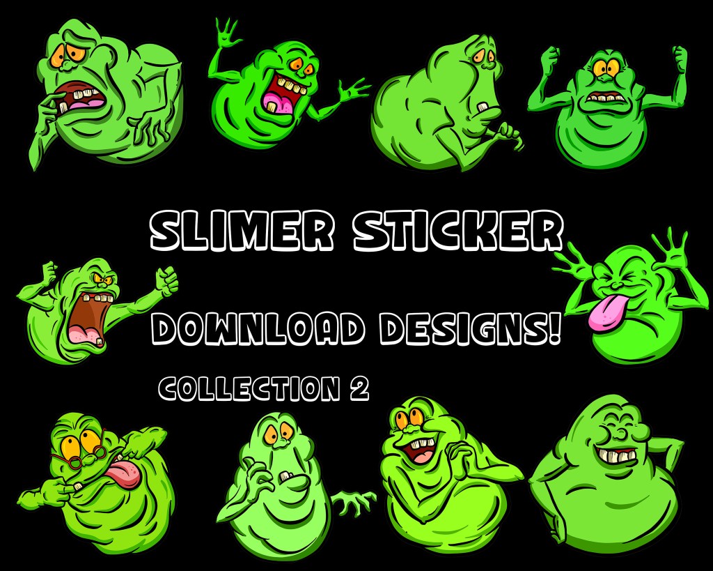 Slimer Sticker Collection 1 Download Printable Real Ghostbusters Cartoon by Squeeb Creative