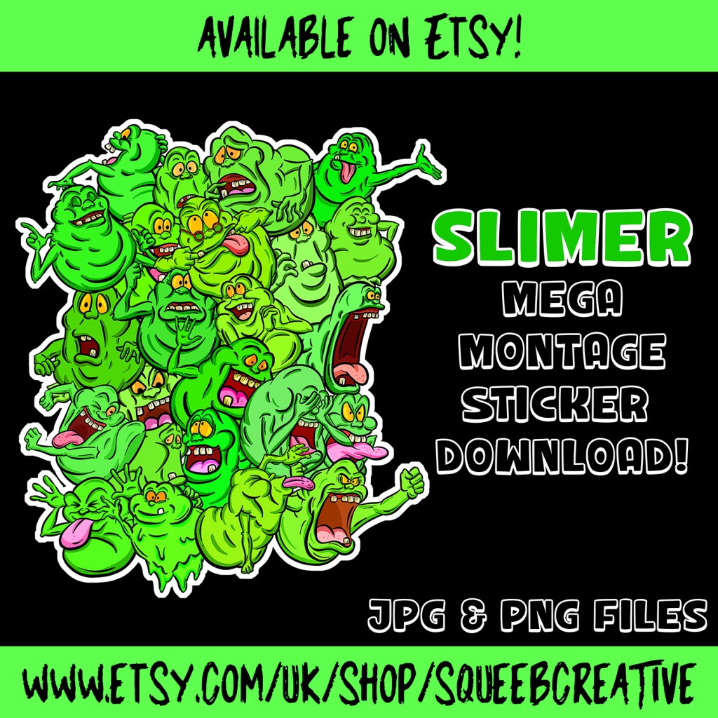 Slimer Sticker Collection 1 Download Printable Real Ghostbusters Cartoon by Squeeb Creative