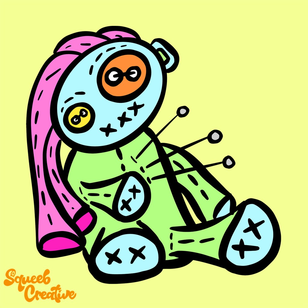 Pretty Little Voodoo Dolls girl Cartoon Logo Collection by Squeeb Creative 