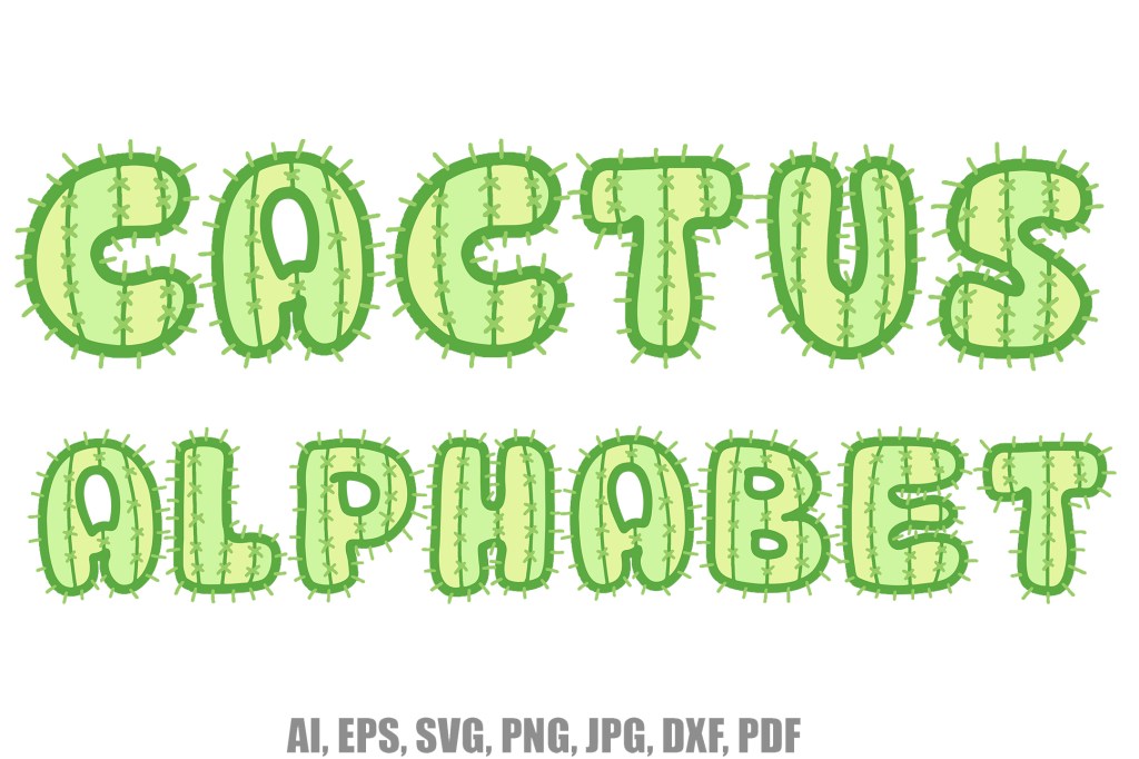 Cartoon Cactus Alphabet Letters and Numbers Collection download by Squeeb Creative