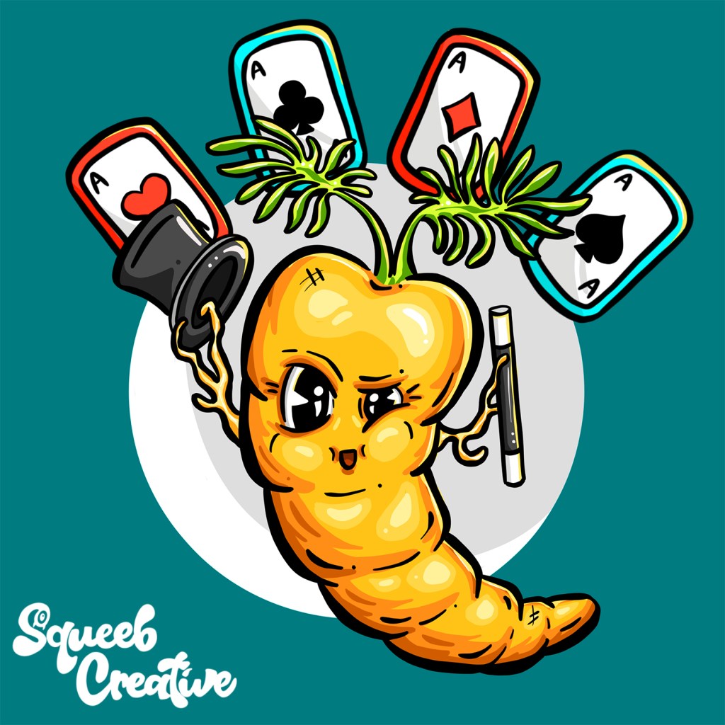 Carrot Magician Logo Icon Mascot Design by Squeeb Creative