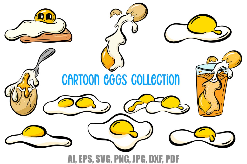 Cartoon Fried Eggs Illustrations Sticker Download by Squeeb Creative