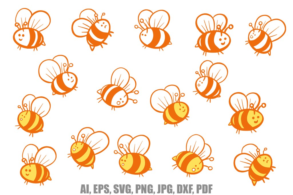 Bees Beehives and Honeycomb Cute Illustration Collection Download by Squeeb Creative