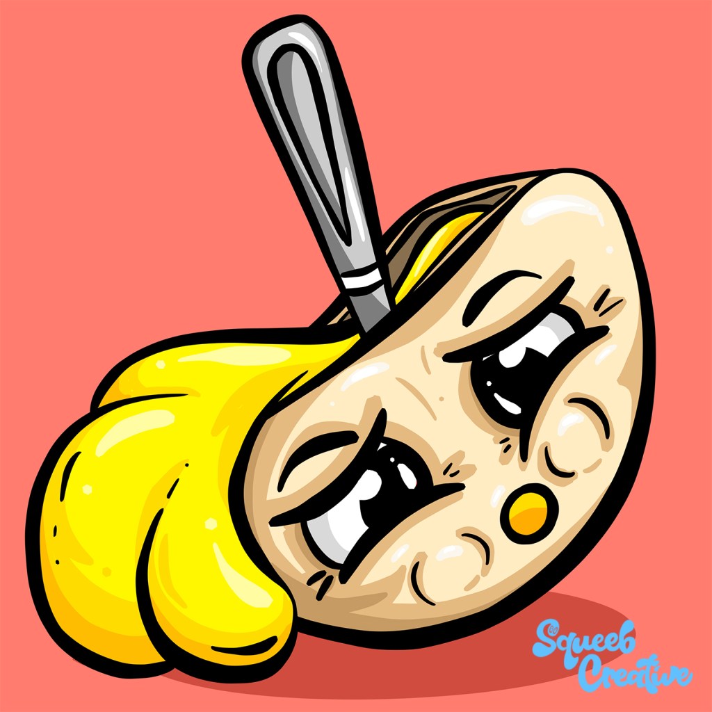 Cheesy Love - The Tipping Camembert Cartoon Cheese by Squeeb Creative