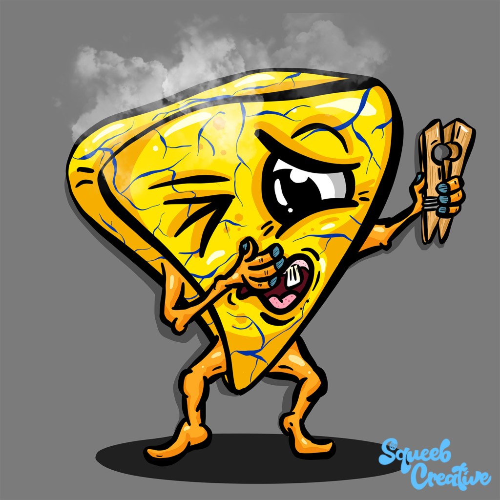 Stinky blue cheese cartoon mascot logo design