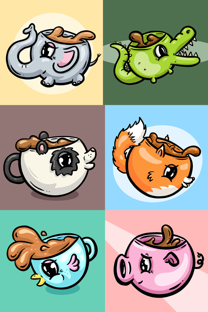 Coffee Cup Baby Animals Logo Designs Illustrations By Squeeb Creative