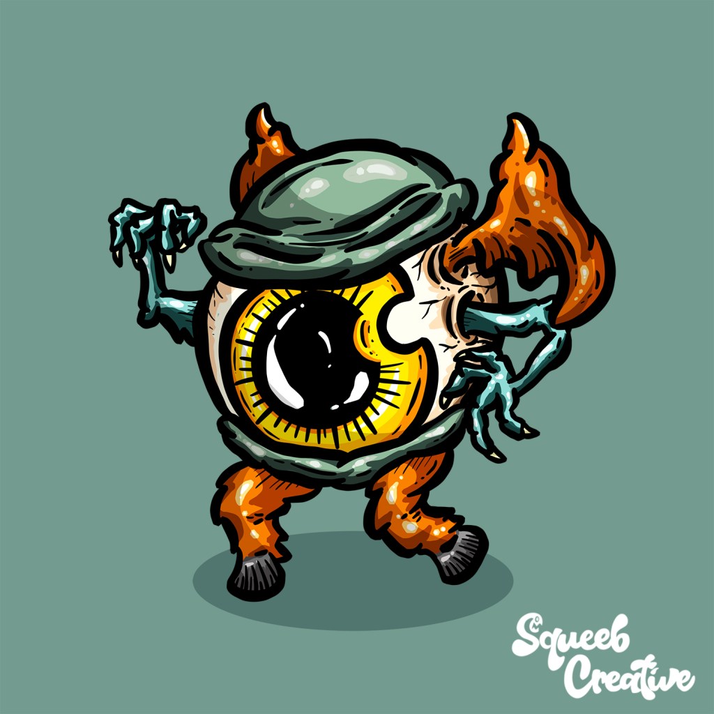Eyeball Devil Weird ARt Rockabilly Tattoo Cartoon Style Eye by Squeeb Creative