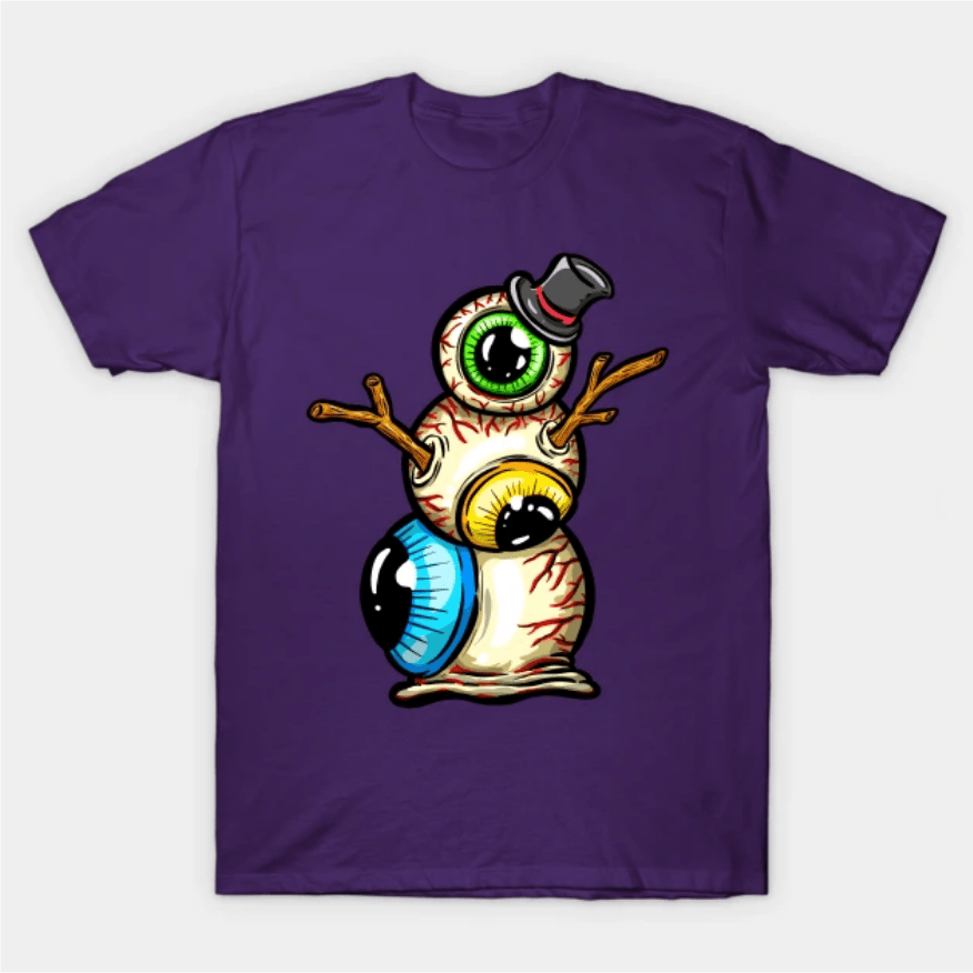Eyeball Snowman Freaky Weird Art Eyes Illustration Cartoon by squeeb creative