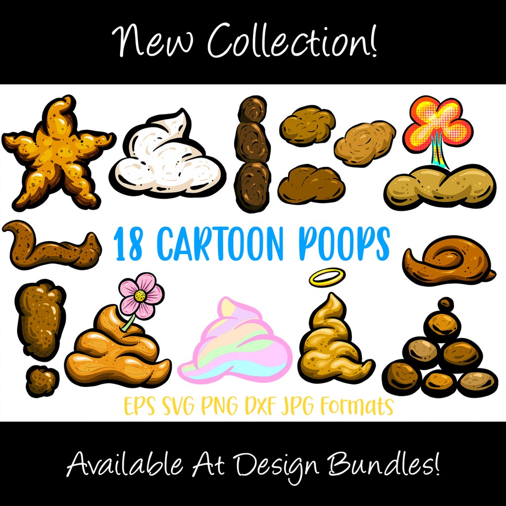 Cartoon poop, poo, dookie and turds Illustration collection by Squeeb Creative