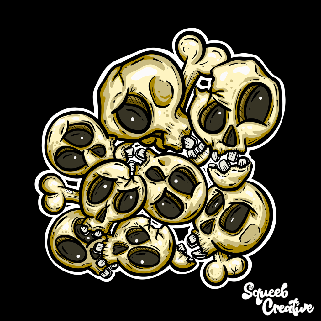 Bundle O Skulls Cartoon Illustration by Squeeb Creative 