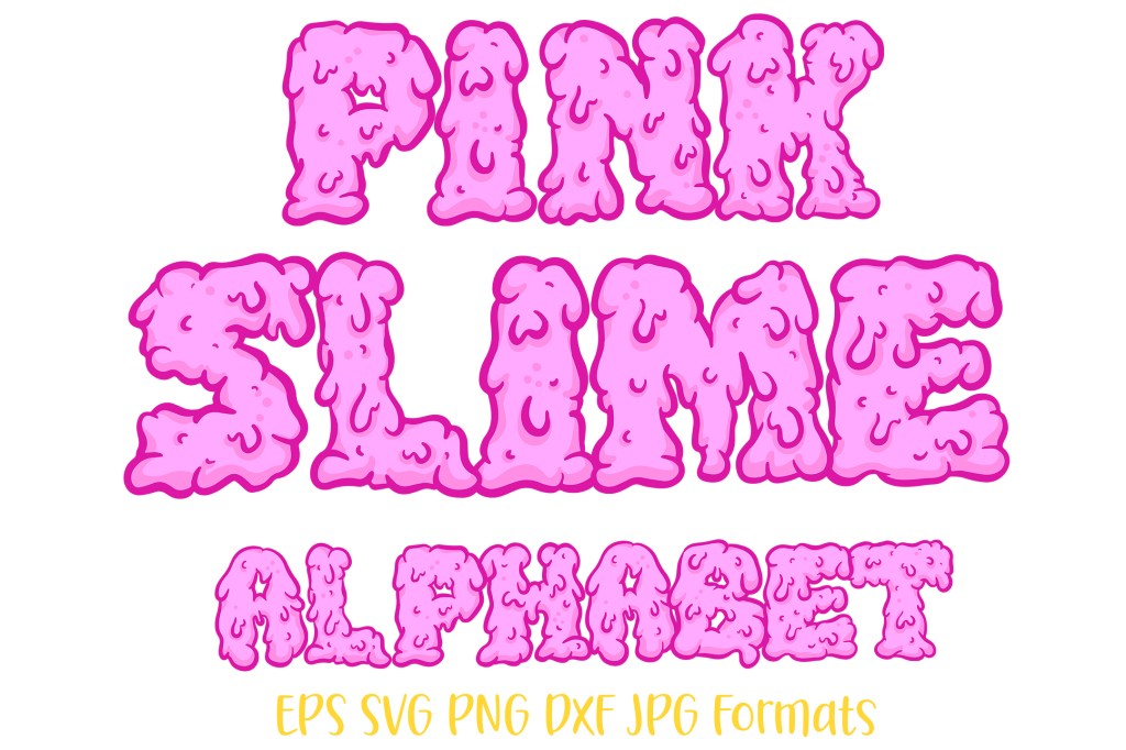 Pink Slime Alphabet Letters Numbers Cartoon Font by Squeeb Creative