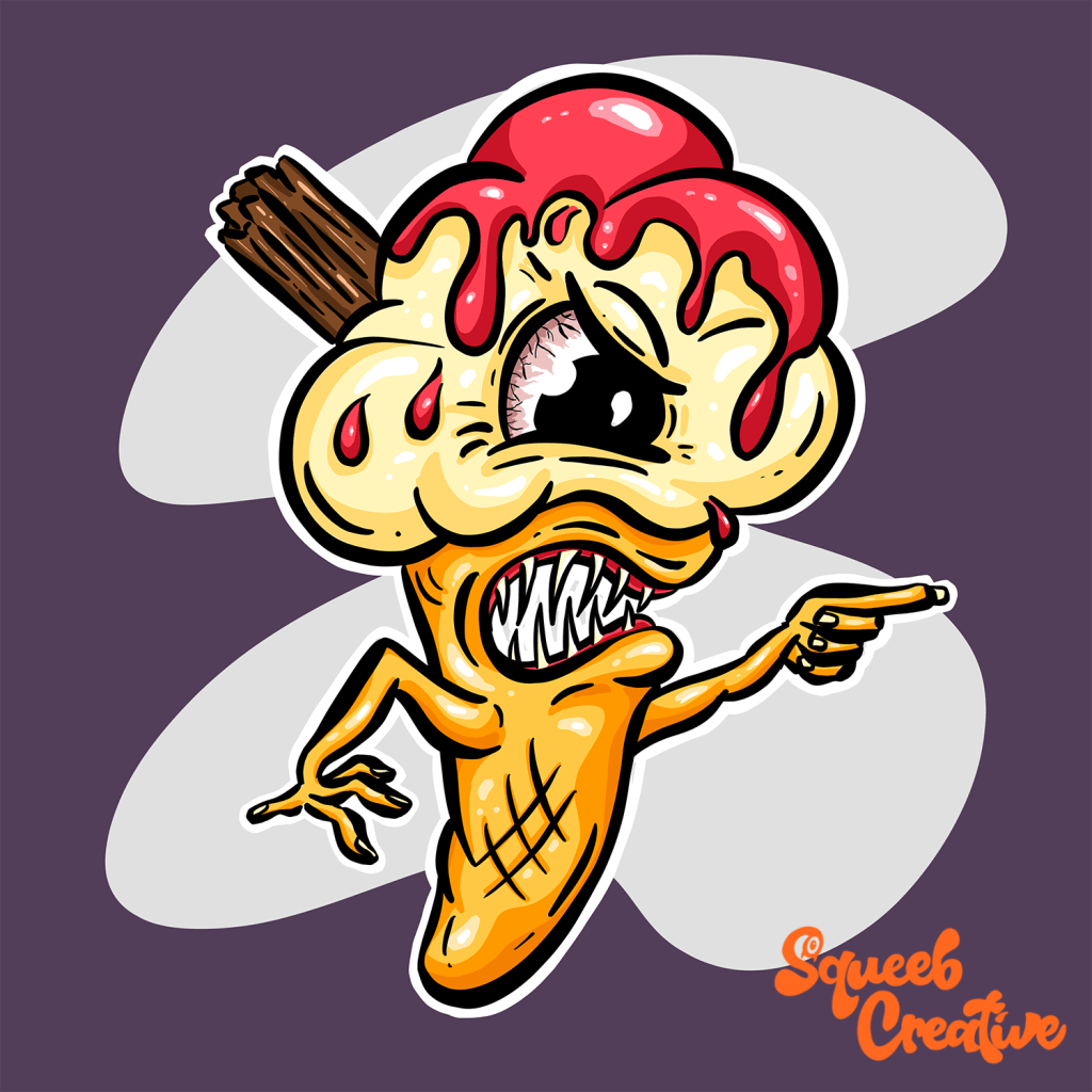 Ice cream Ice Cream Monster Cartoon Mascot by Squeeb Creative