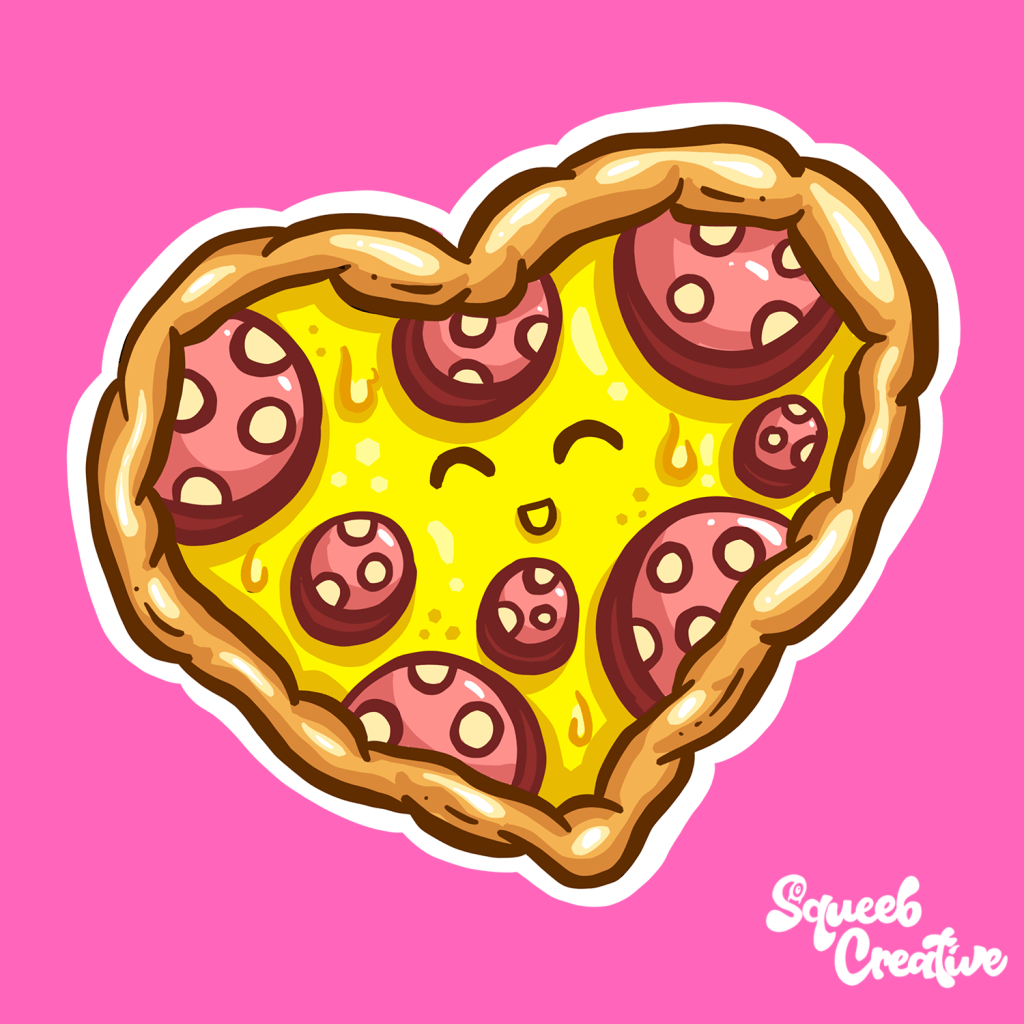 Love Pizza Cartoon illustration by Squeeb Creative