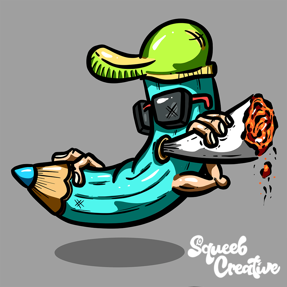 Toking Smoking Pencil Cartoon Illustration by Squeeb Creative