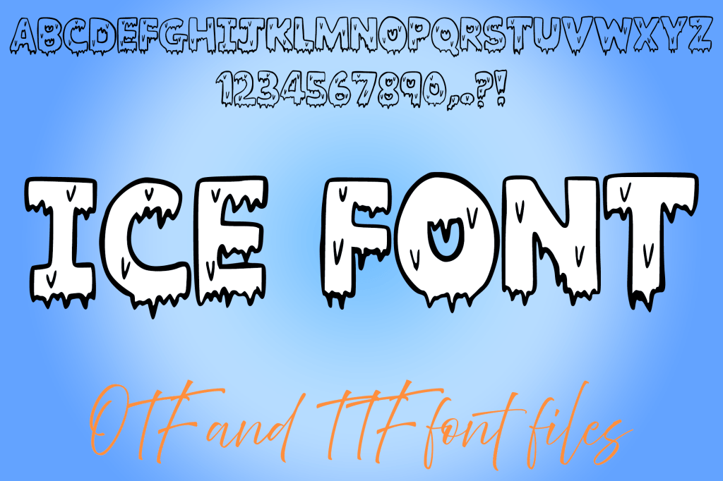 Ice Typeface Lettering ABC Text Font Illustration by Squeeb Creative
